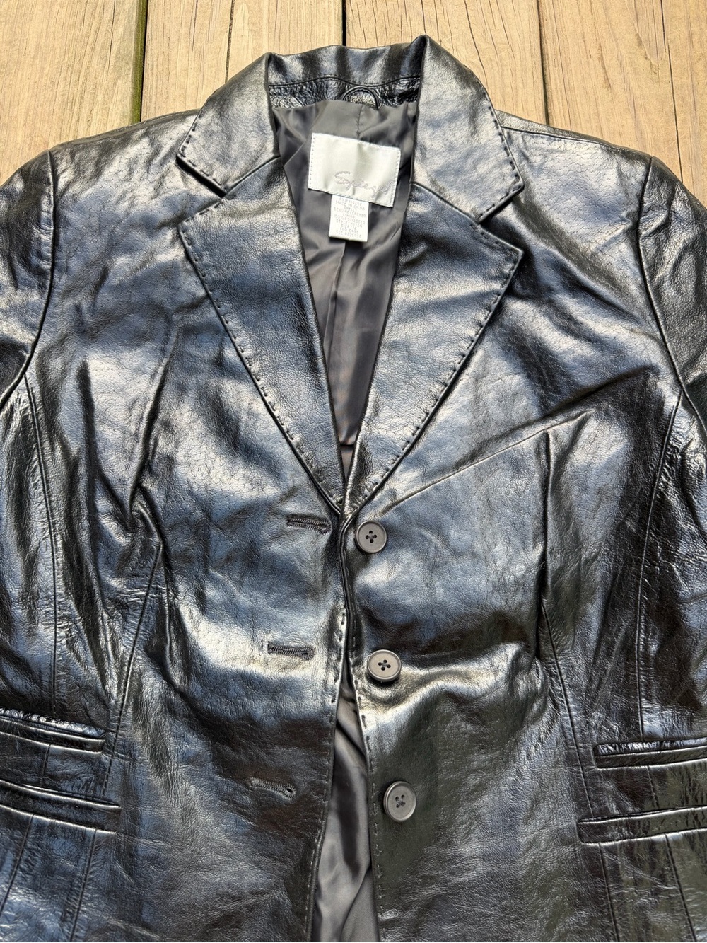 Speidel Black Leather Blazer Jacket - Picture 3 of 6